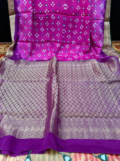 Pure silk benaras crepe Bandhini sarees