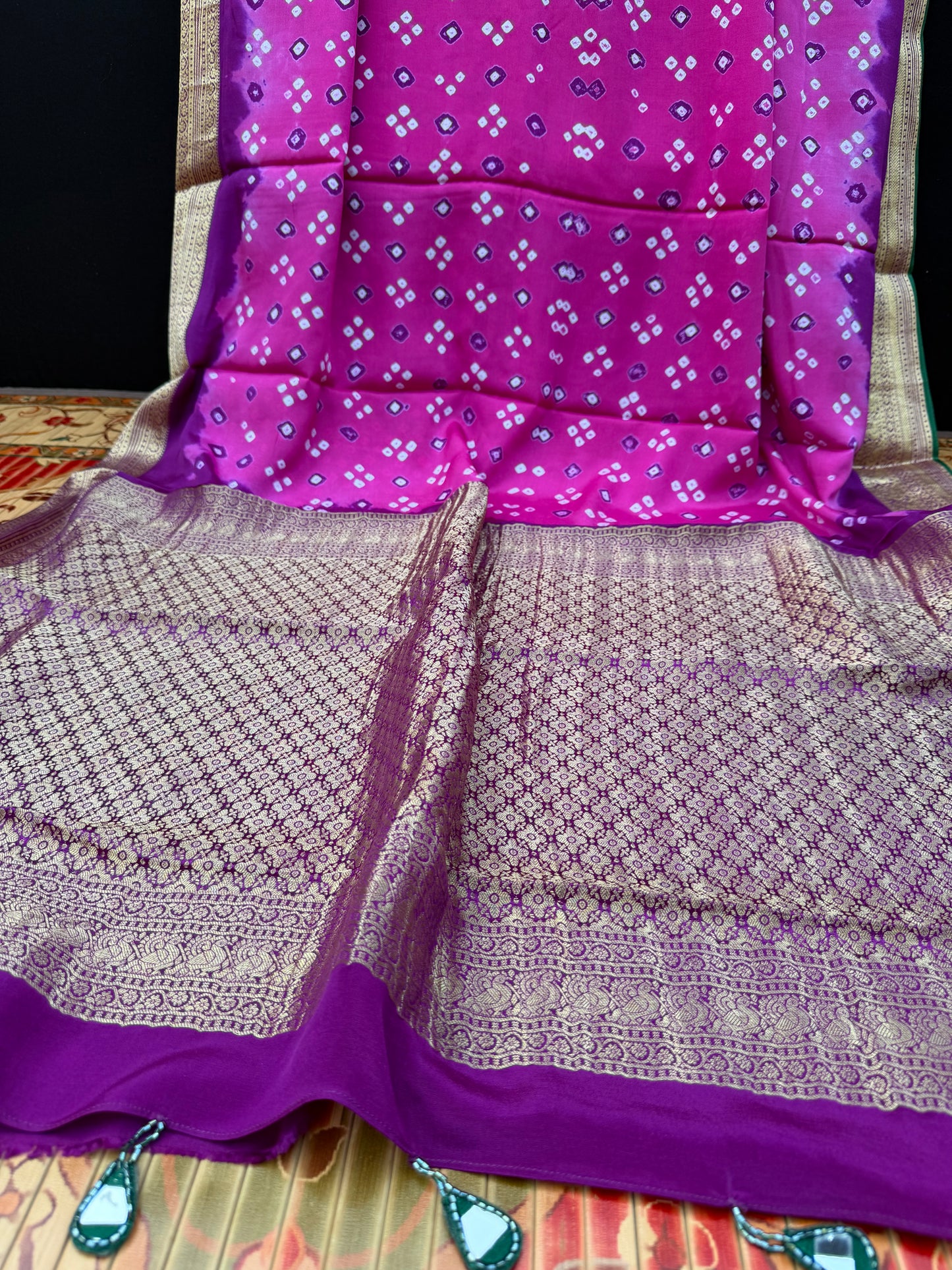 Pure silk benaras crepe Bandhini sarees