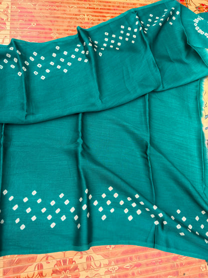 Modal silk bandini with penkalamkari saree