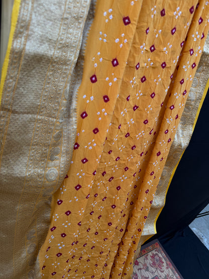 pure silk benaras crepe Bandhini sarees