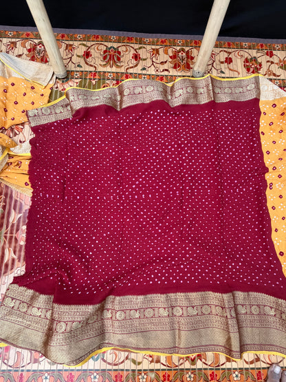 pure silk benaras crepe Bandhini sarees