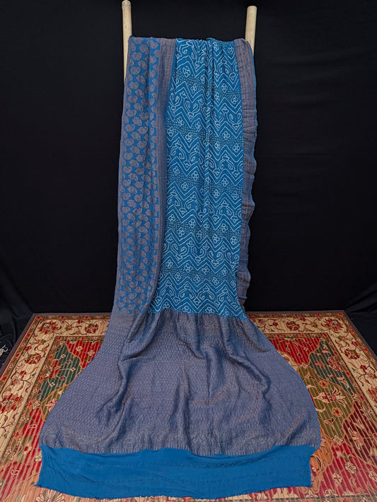 pure crepe Rai Bandhej sarees