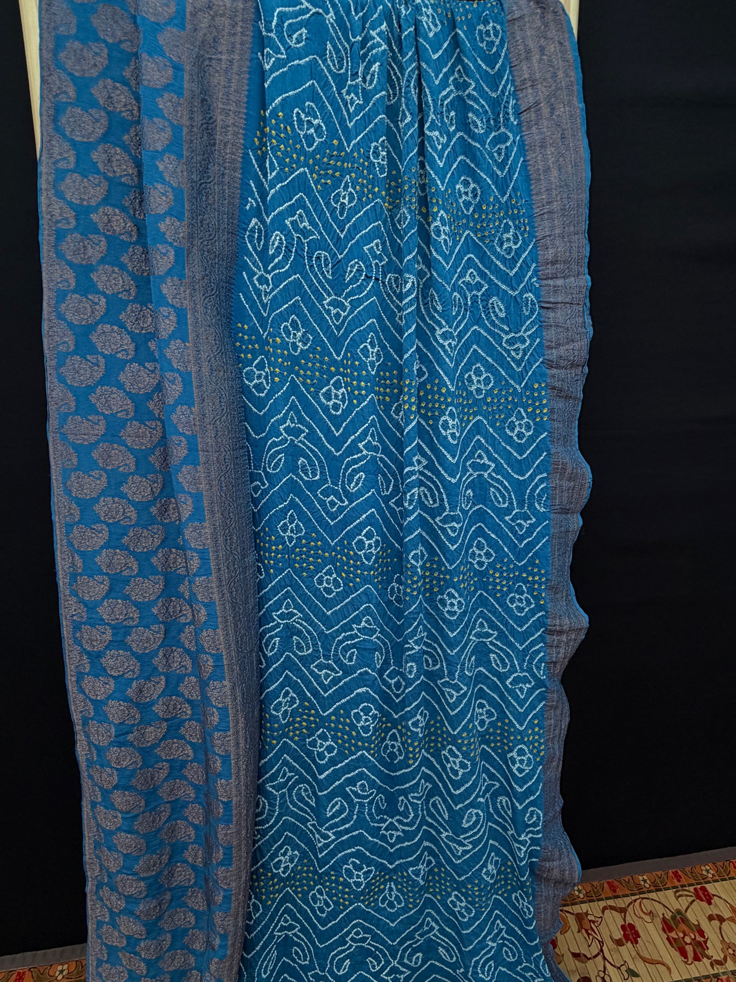 pure crepe Rai Bandhej sarees