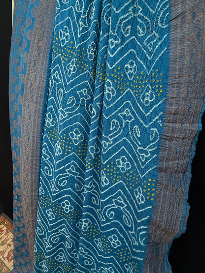 pure crepe Rai Bandhej sarees