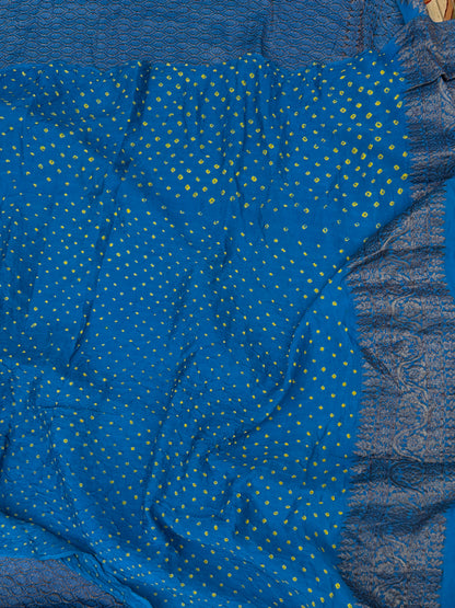 pure crepe Rai Bandhej sarees