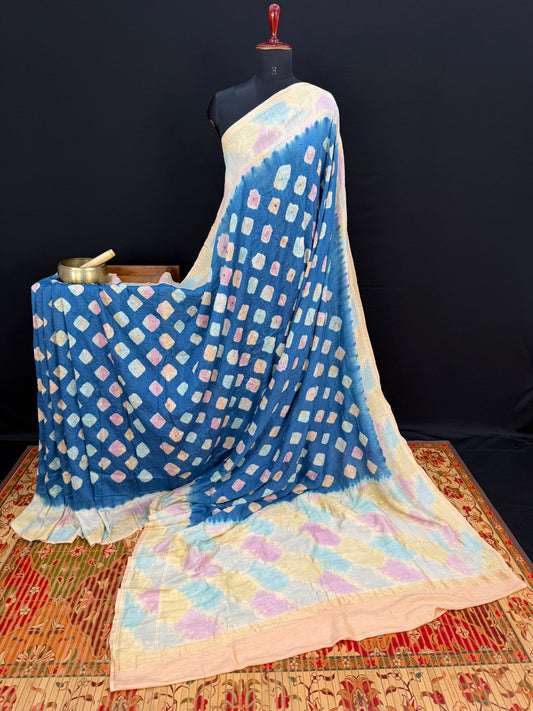Pure Silk munga with hand stitched shibori Sarees