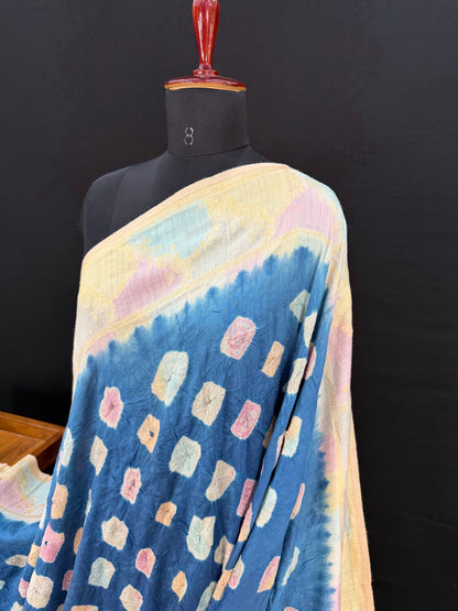 Pure Silk munga with hand stitched shibori Sarees