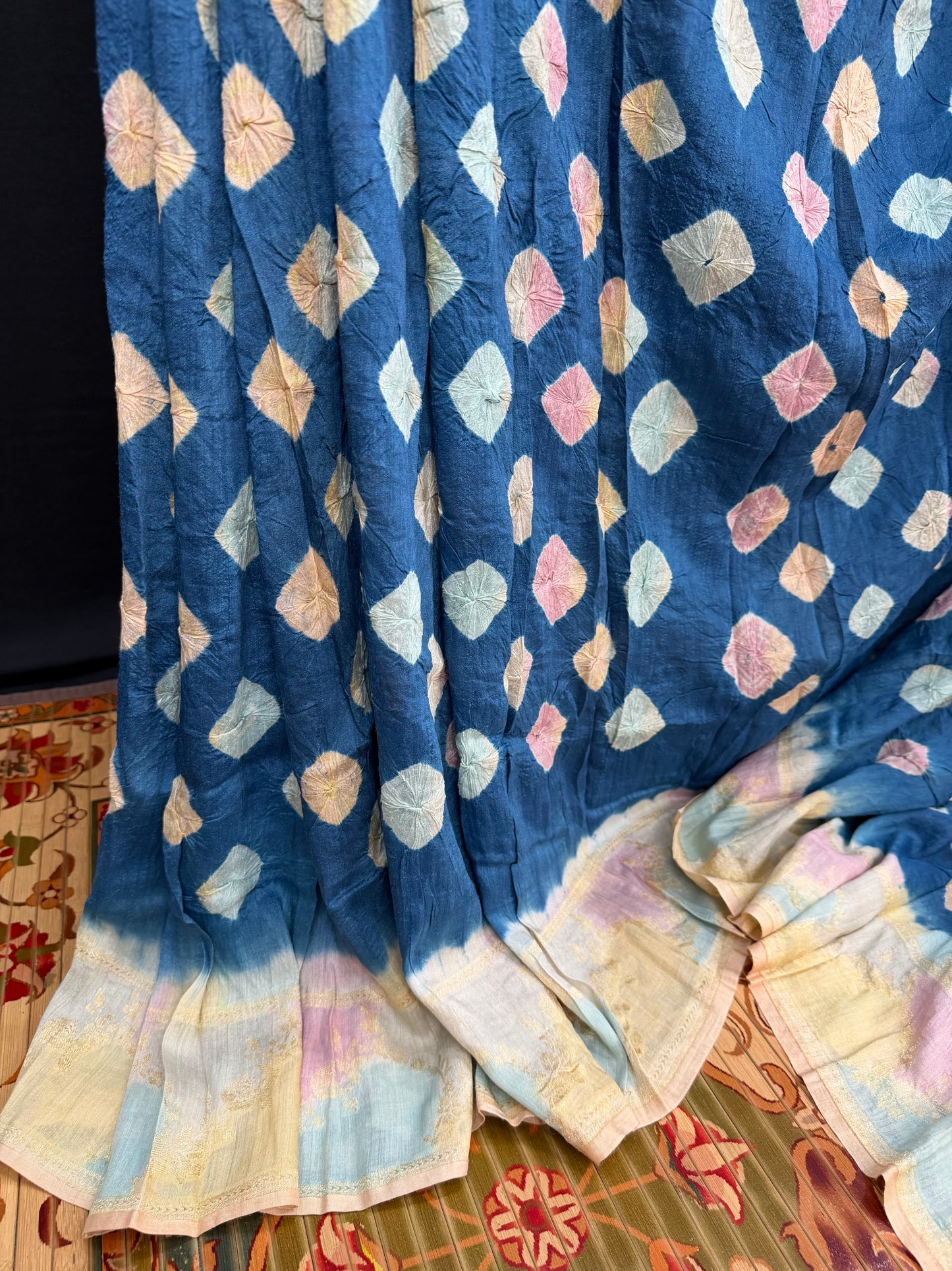 Pure Silk munga with hand stitched shibori Sarees