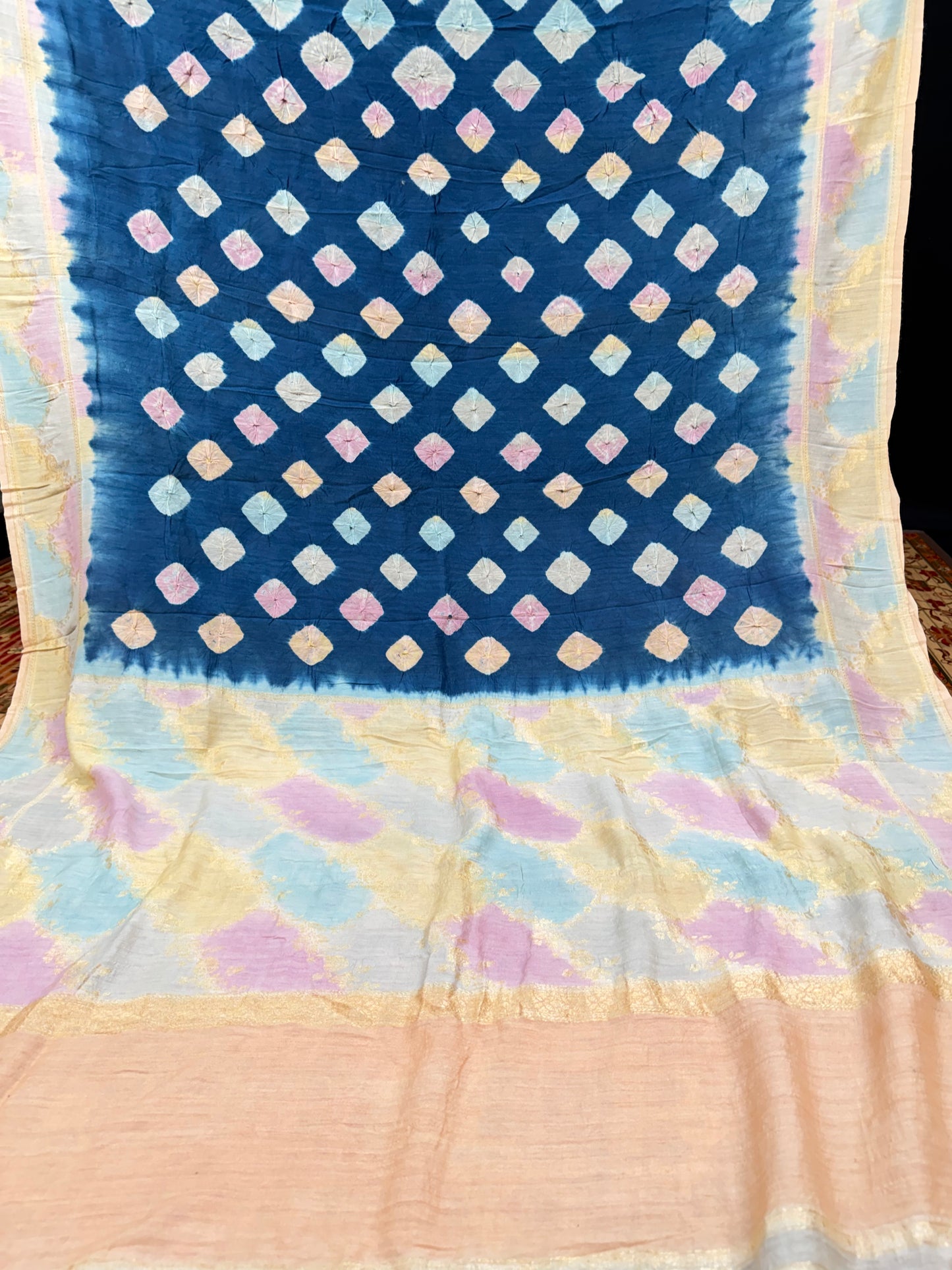 Pure Silk munga with hand stitched shibori Sarees