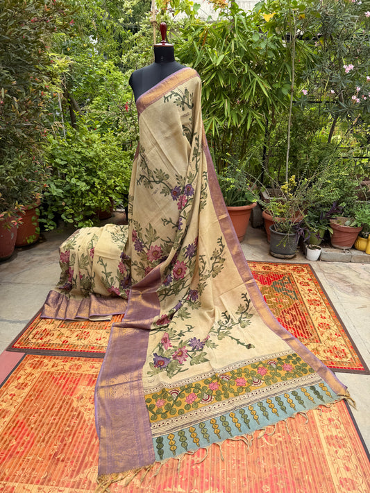 Silkcotton Penkalamkari Saree