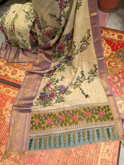 Silkcotton Penkalamkari Saree