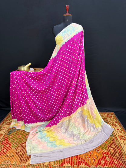 Pure Silk munga with hand stitched shibori Sarees