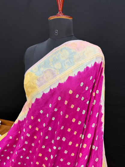 Pure Silk munga with hand stitched shibori Sarees