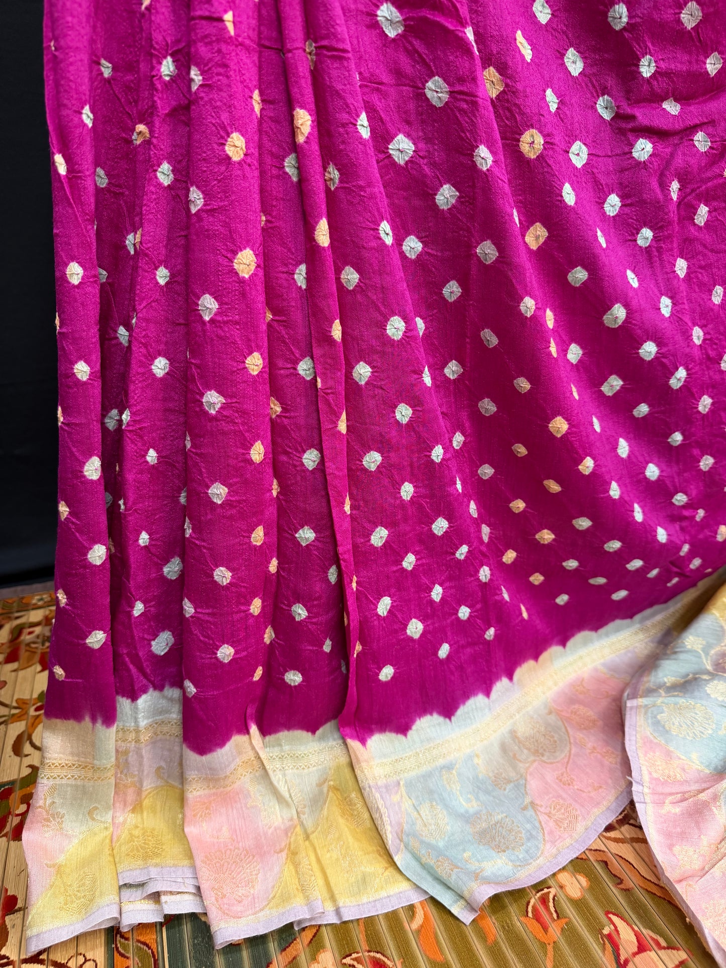 Pure Silk munga with hand stitched shibori Sarees
