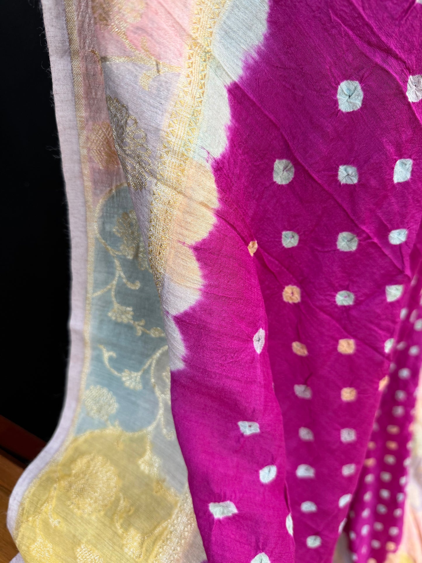 Pure Silk munga with hand stitched shibori Sarees