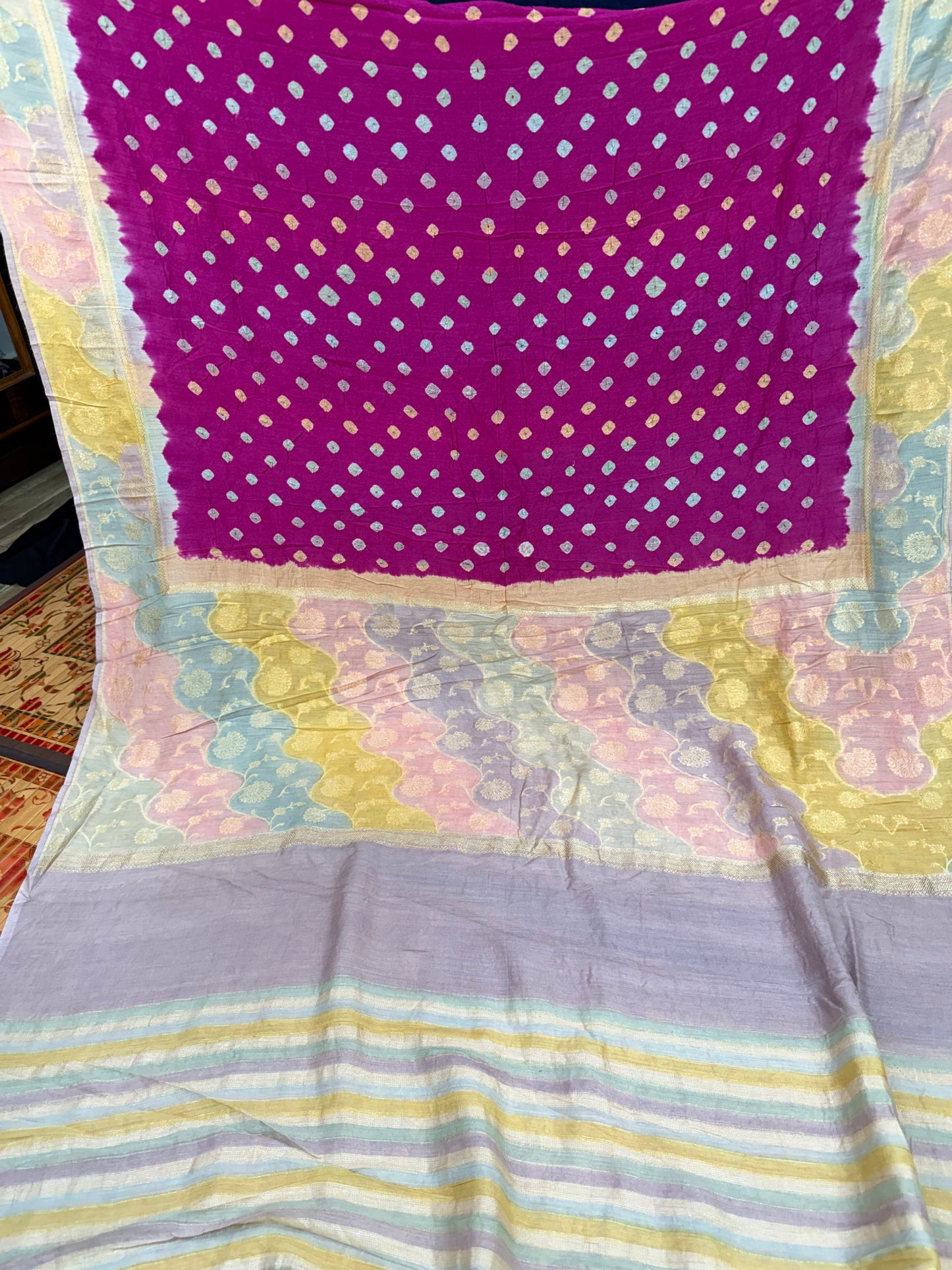 Pure Silk munga with hand stitched shibori Sarees