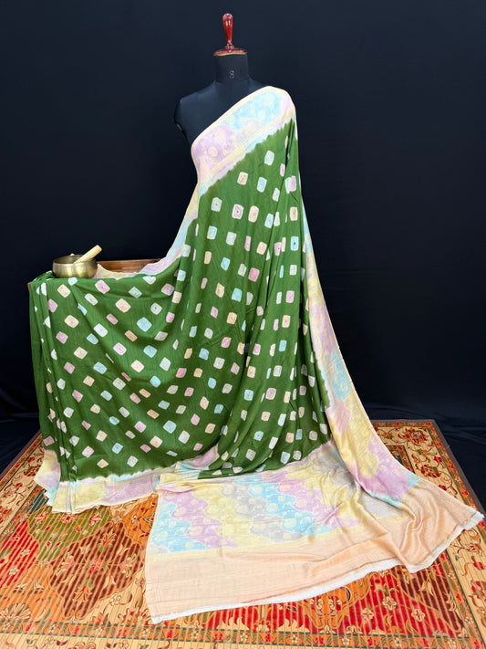 Pure Silk munga with hand stitched shibori Sarees