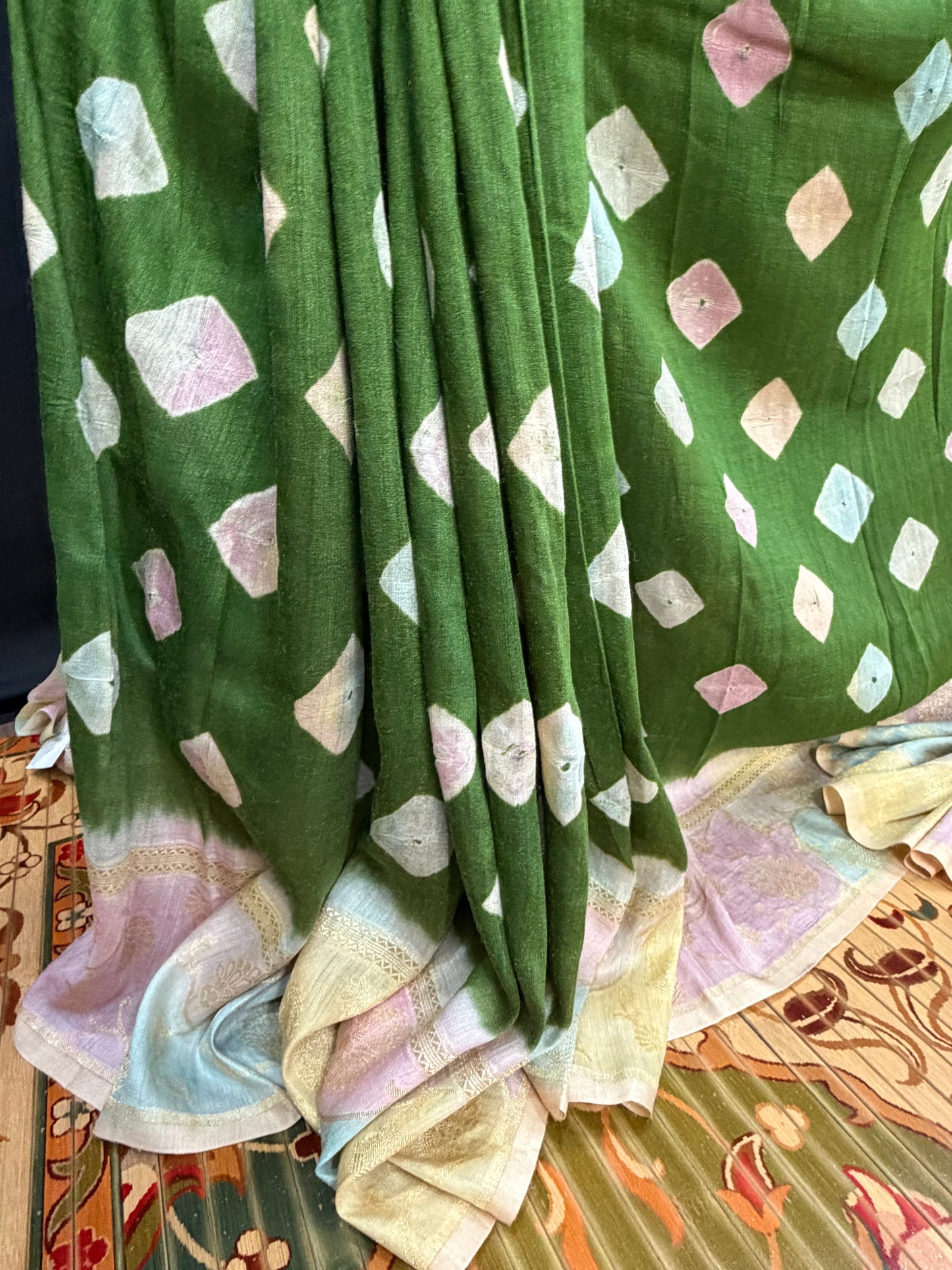 Pure Silk munga with hand stitched shibori Sarees