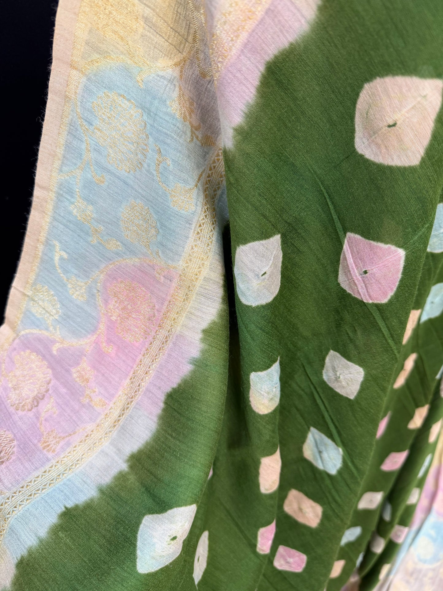 Pure Silk munga with hand stitched shibori Sarees