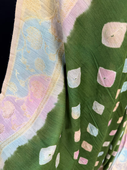 Pure Silk munga with hand stitched shibori Sarees