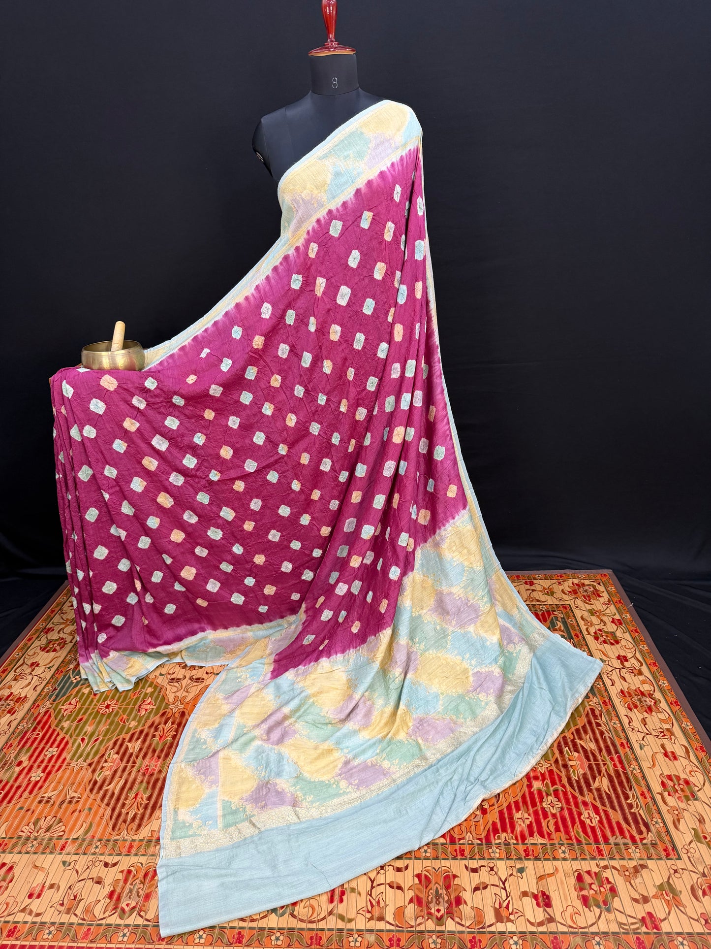 Pure Silk munga with hand stitched shibori Sarees