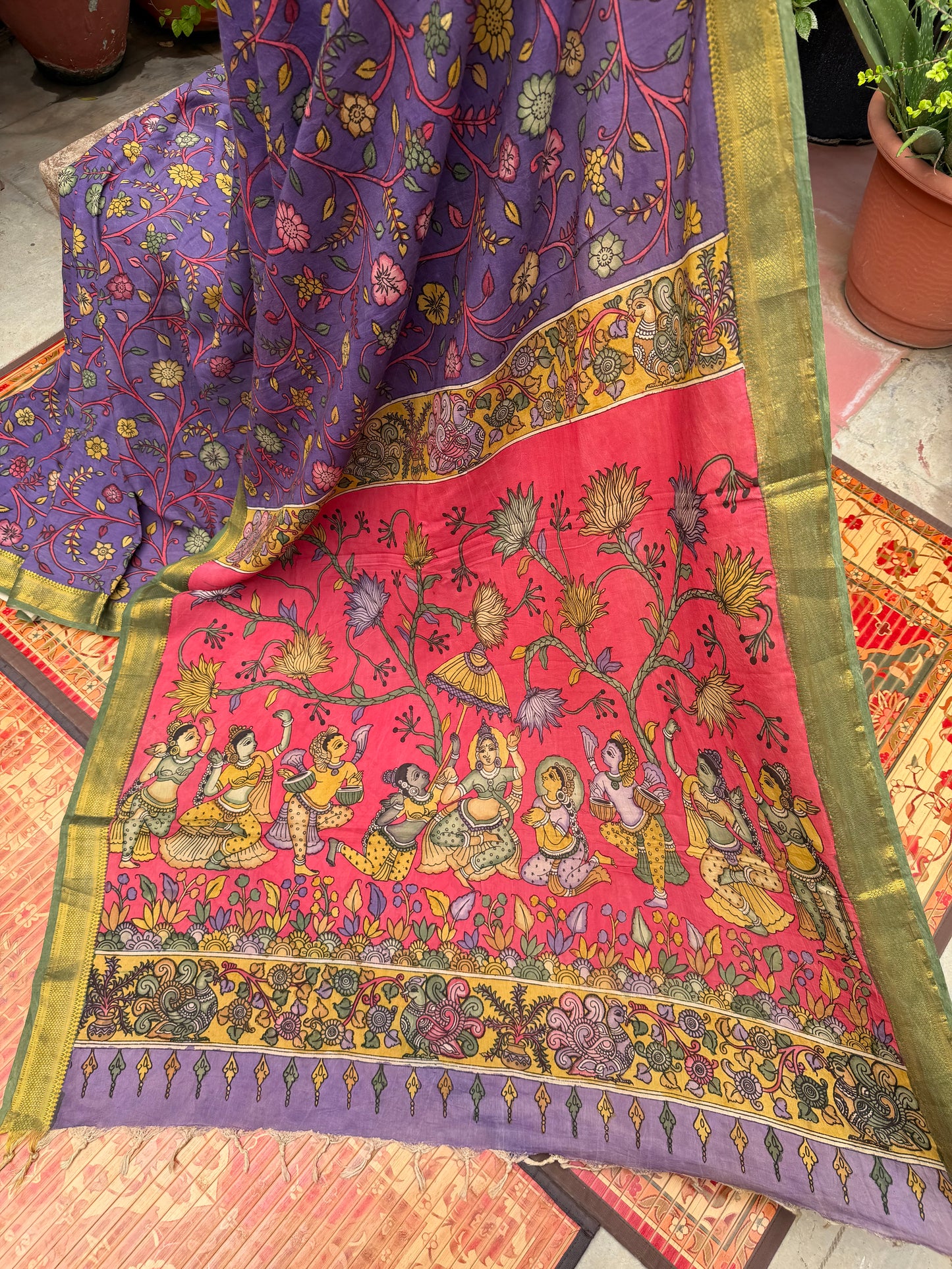 Silkcotton Penkalamkari Saree