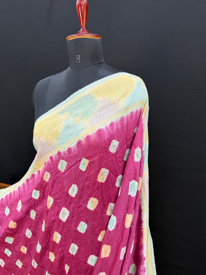 Pure Silk munga with hand stitched shibori Sarees