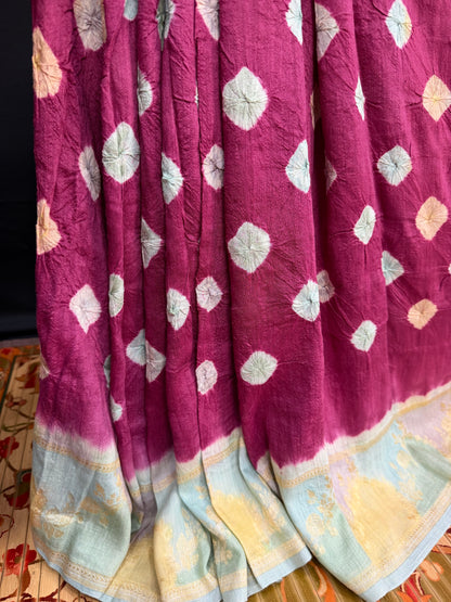 Pure Silk munga with hand stitched shibori Sarees