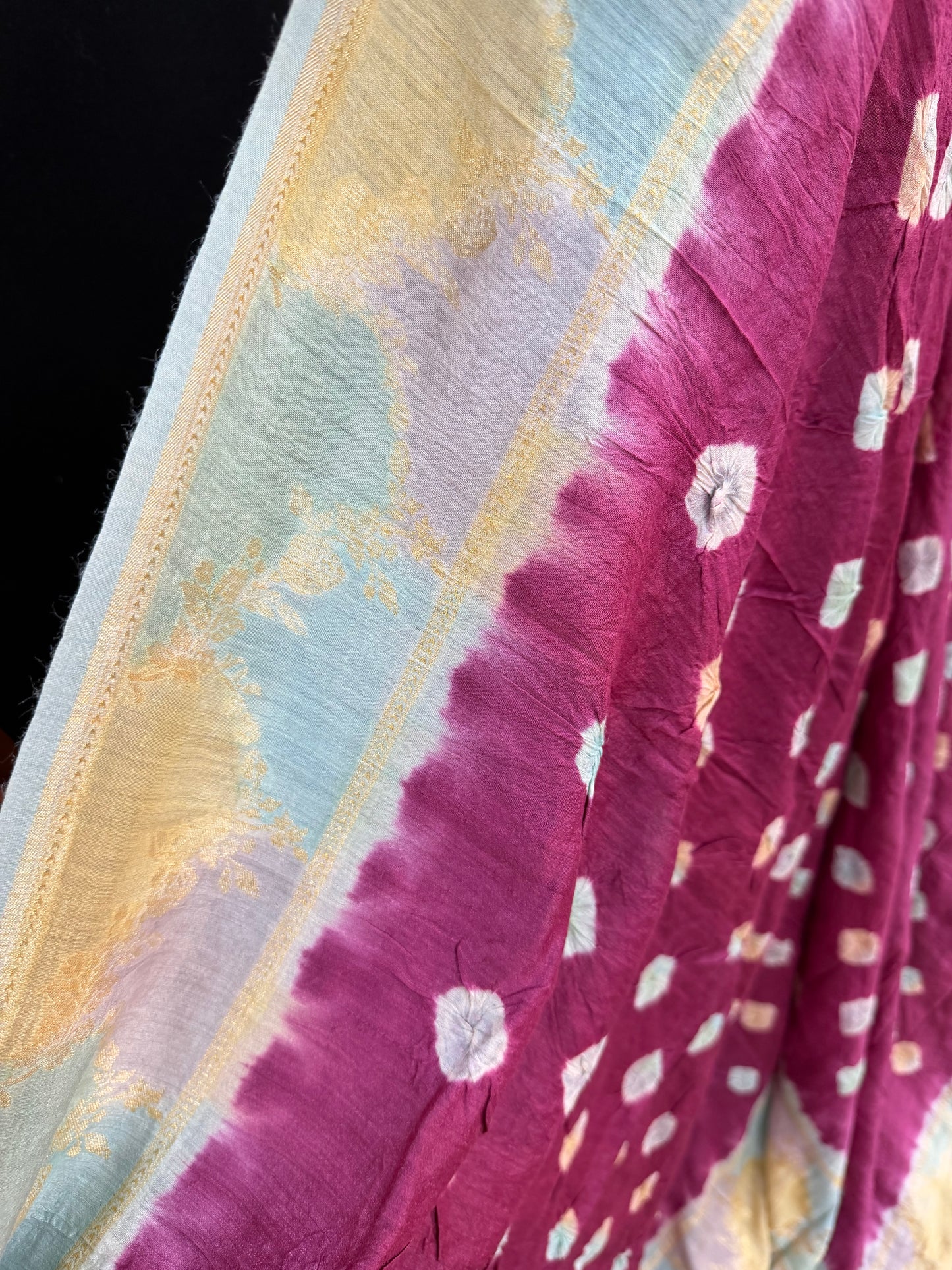 Pure Silk munga with hand stitched shibori Sarees