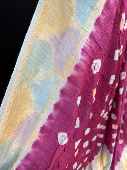 Pure Silk munga with hand stitched shibori Sarees