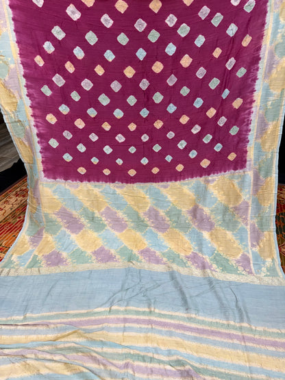 Pure Silk munga with hand stitched shibori Sarees