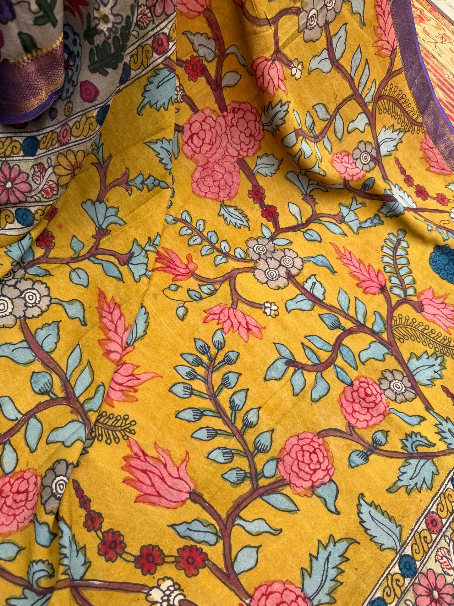 Silkcotton Penkalamkari Saree