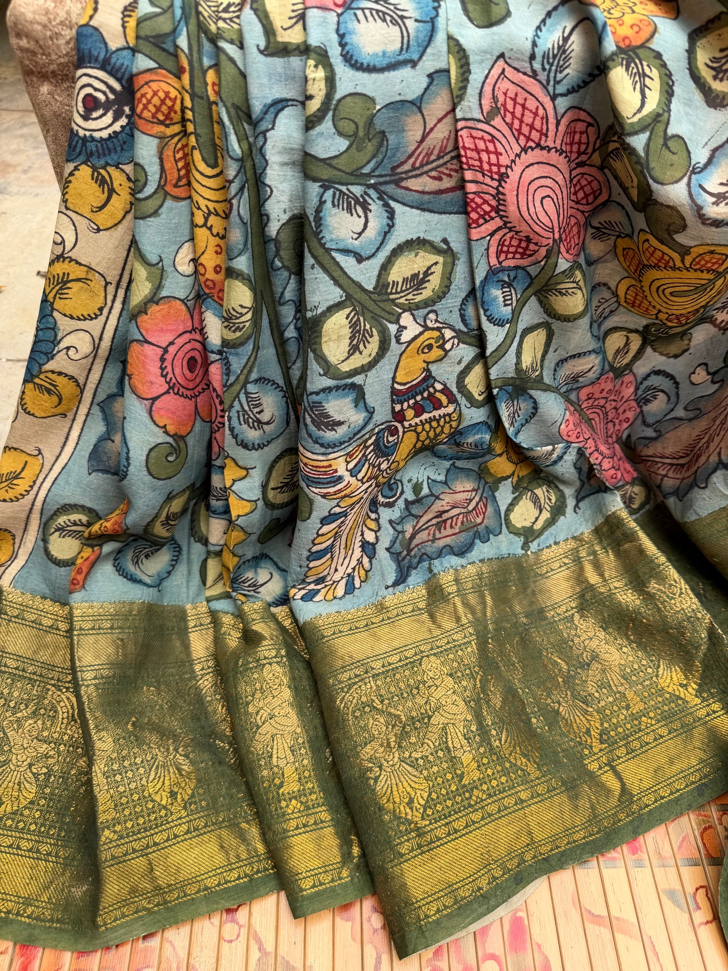 Silkcotton Penkalamkari Saree