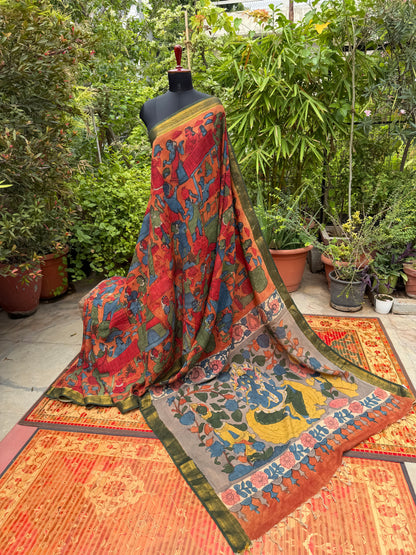 Silkcotton Penkalamkari Saree