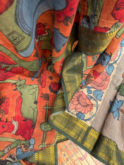 Silkcotton Penkalamkari Saree