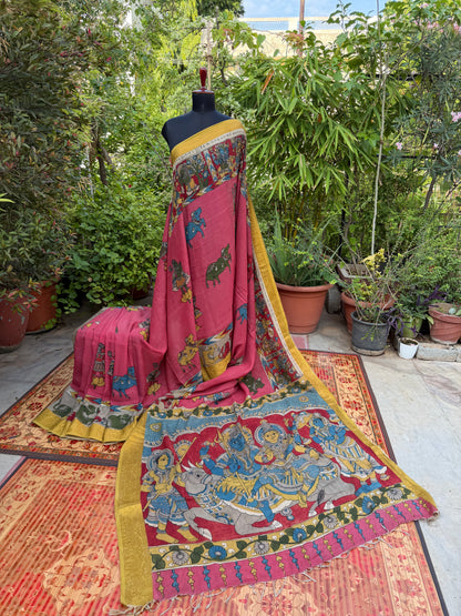Silkcotton Penkalamkari Saree