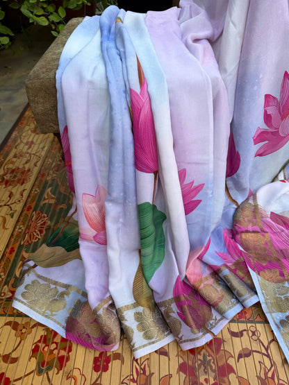 Pure crepe digital print saree