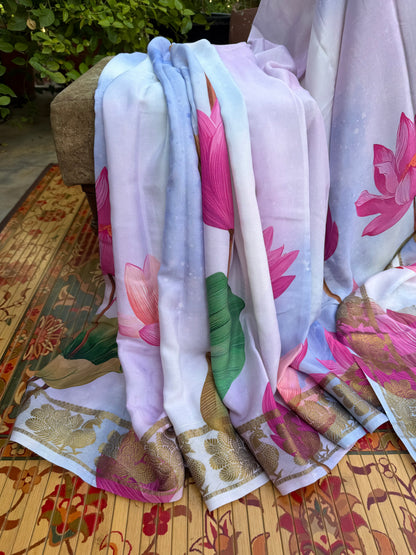 Pure crepe digital print saree