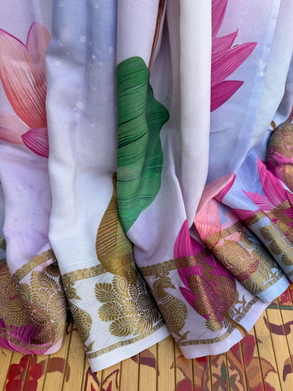 Pure crepe digital print saree