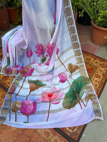 Pure crepe digital print saree