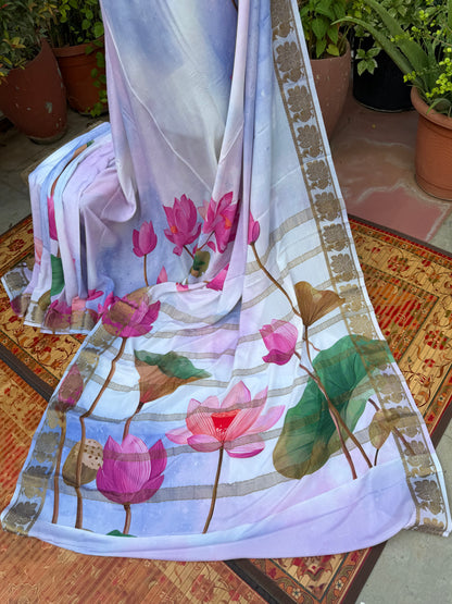 Pure crepe digital print saree