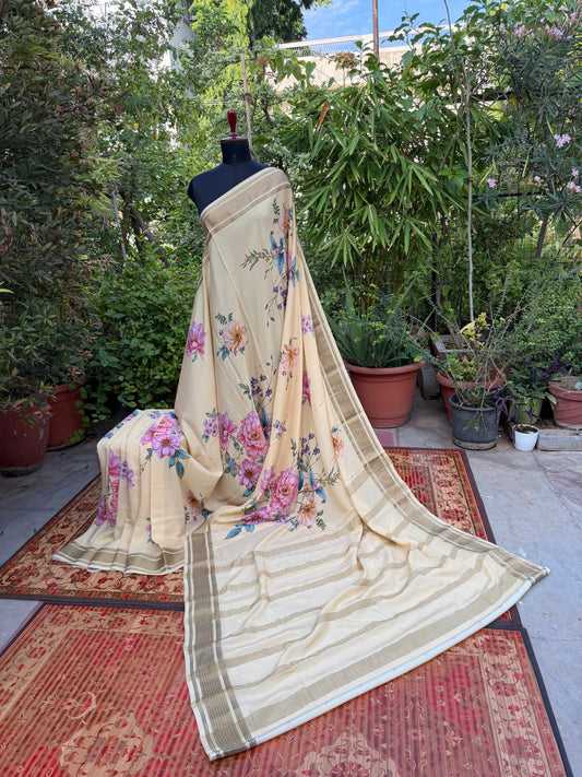 Pure crepe digital print saree