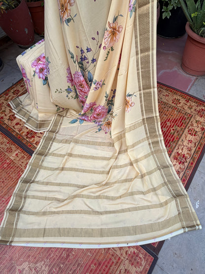 Pure crepe digital print saree