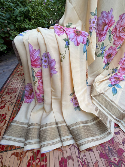 Pure crepe digital print saree