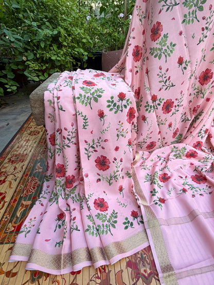 Pure crepe digital print saree