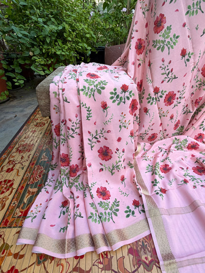 Pure crepe digital print saree