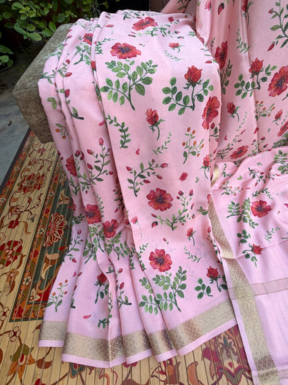 Pure crepe digital print saree