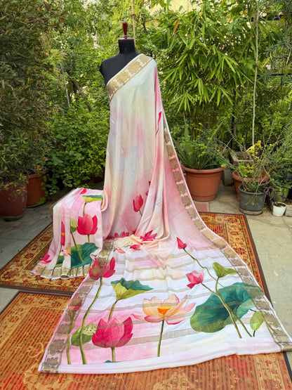 Pure crepe digital print saree