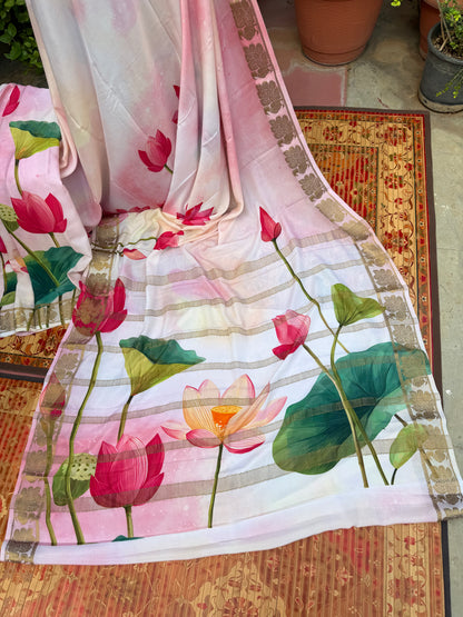 Pure crepe digital print saree