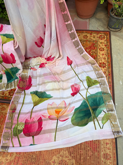 Pure crepe digital print saree